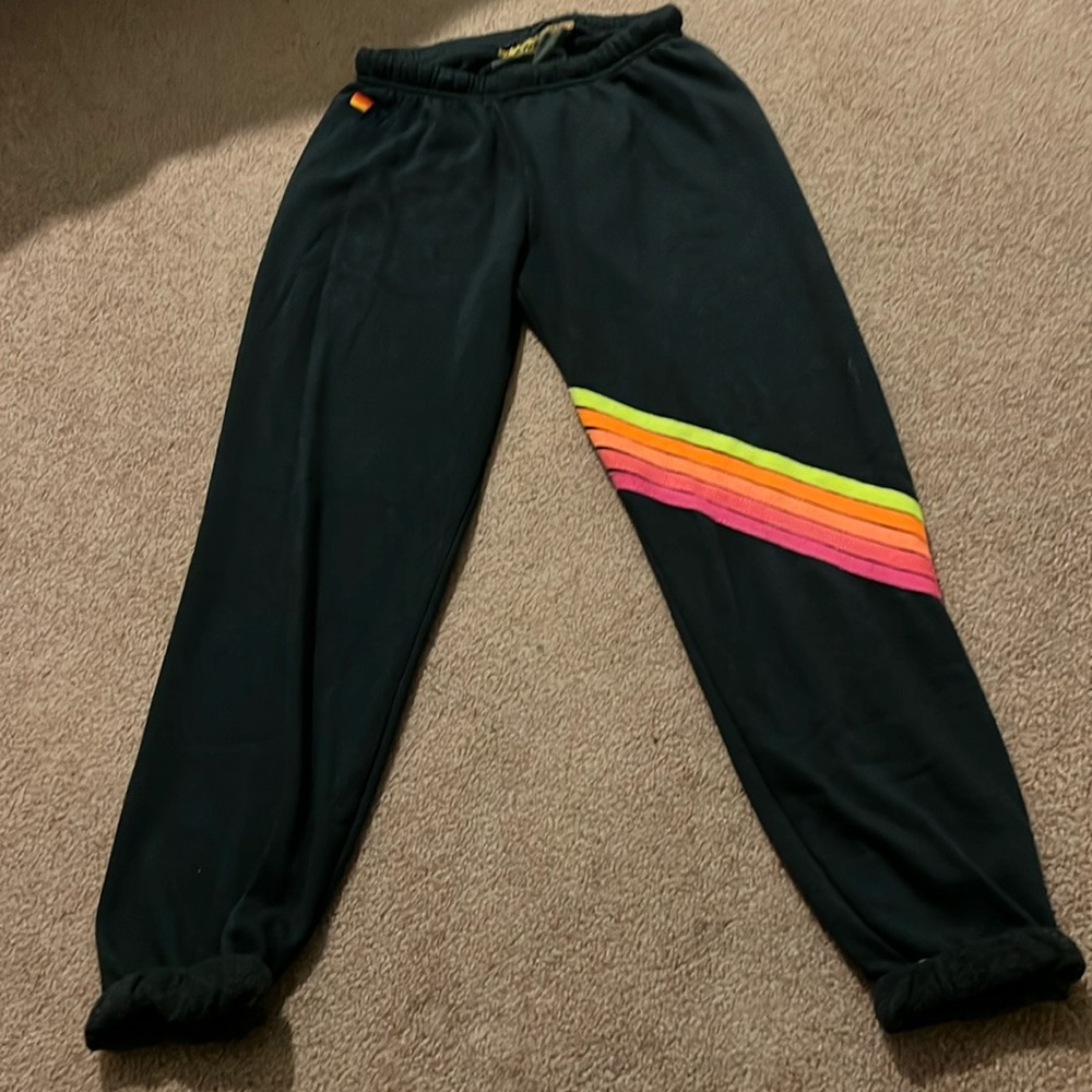 Aviator Nation joggers with neon stripes size medium